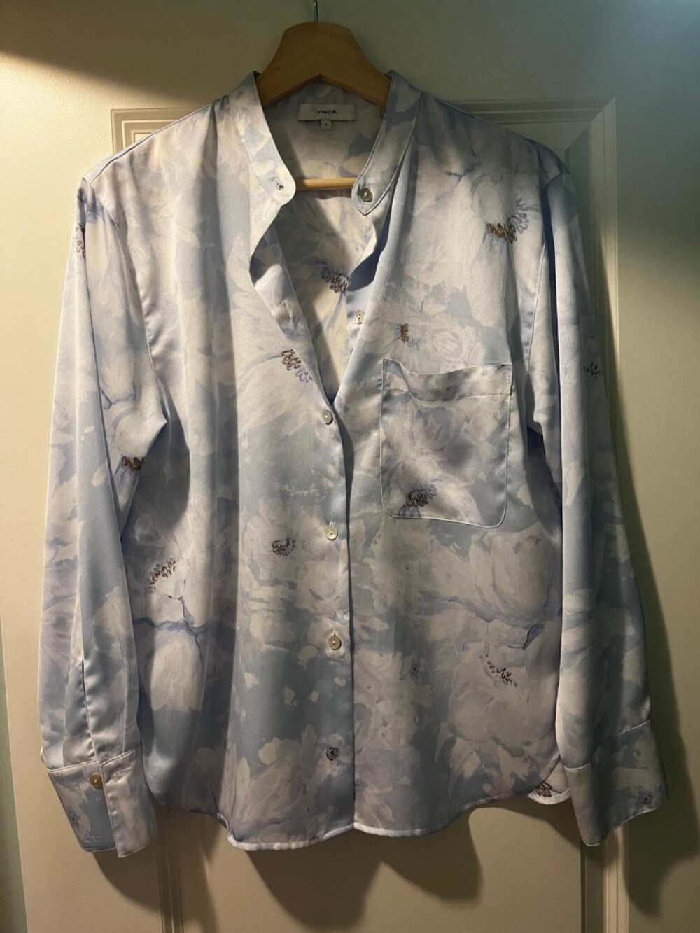 Vince Light Blue Floral Button-Front Blouse - Size S